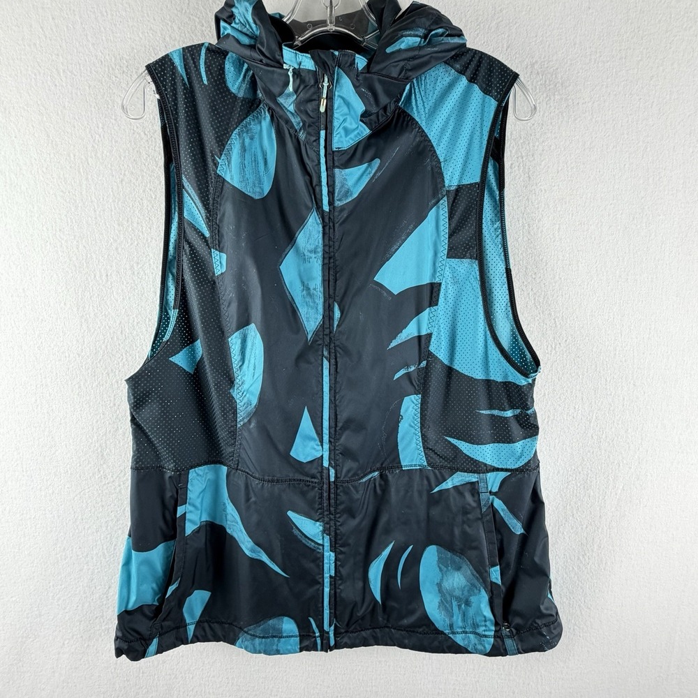 Lululemon Pack It Vest Sz 12 Peacock Blue Splash Lightweight Zip Hood Gorpcore